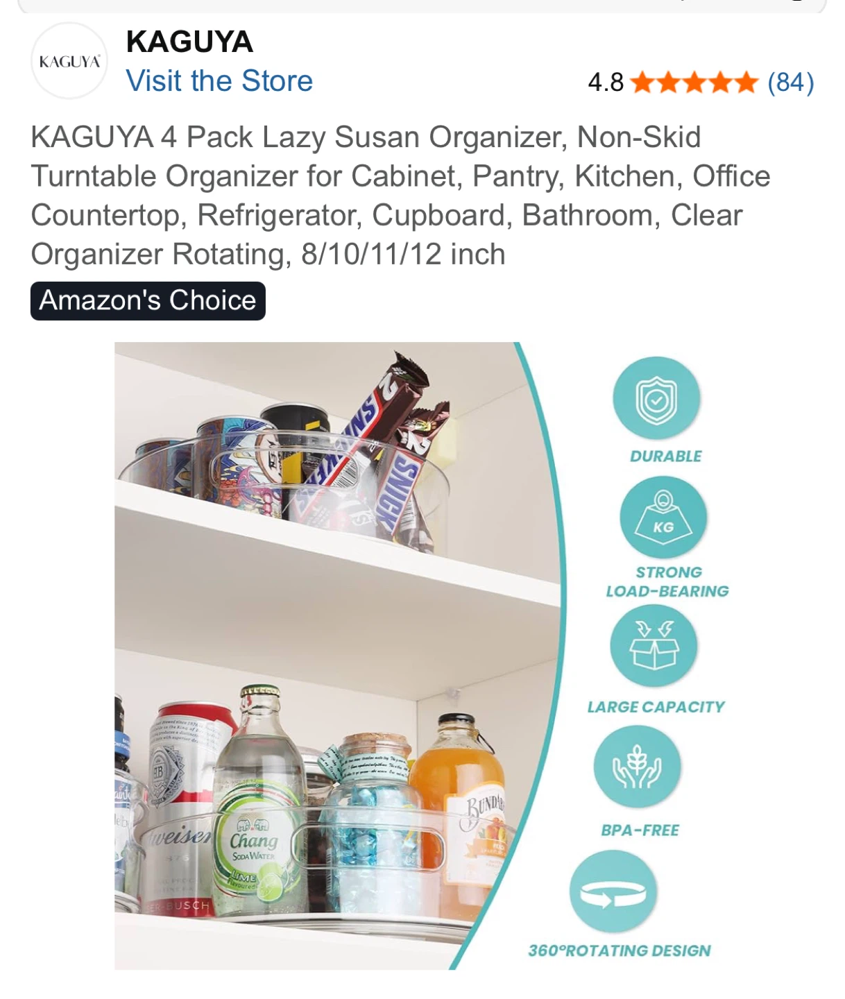 KAGUYA 4 Pack Lazy Susan Organizer - 8/10/11/12 inch - photo 3