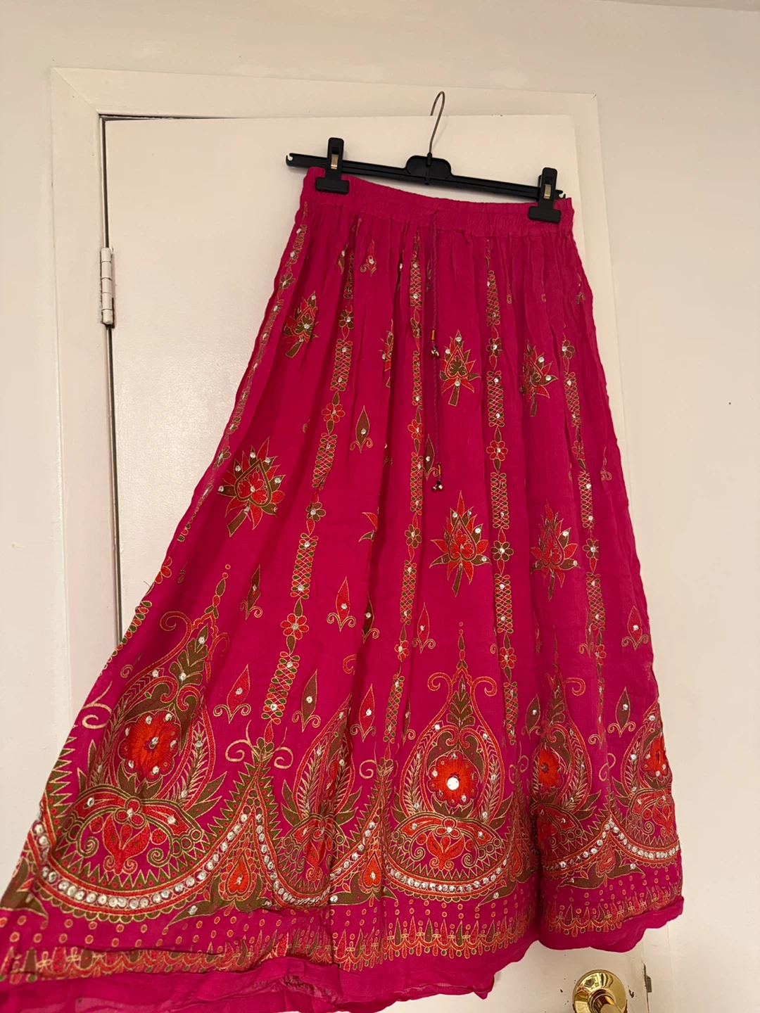 Free Size Pink Rayon Maxi Skirt
