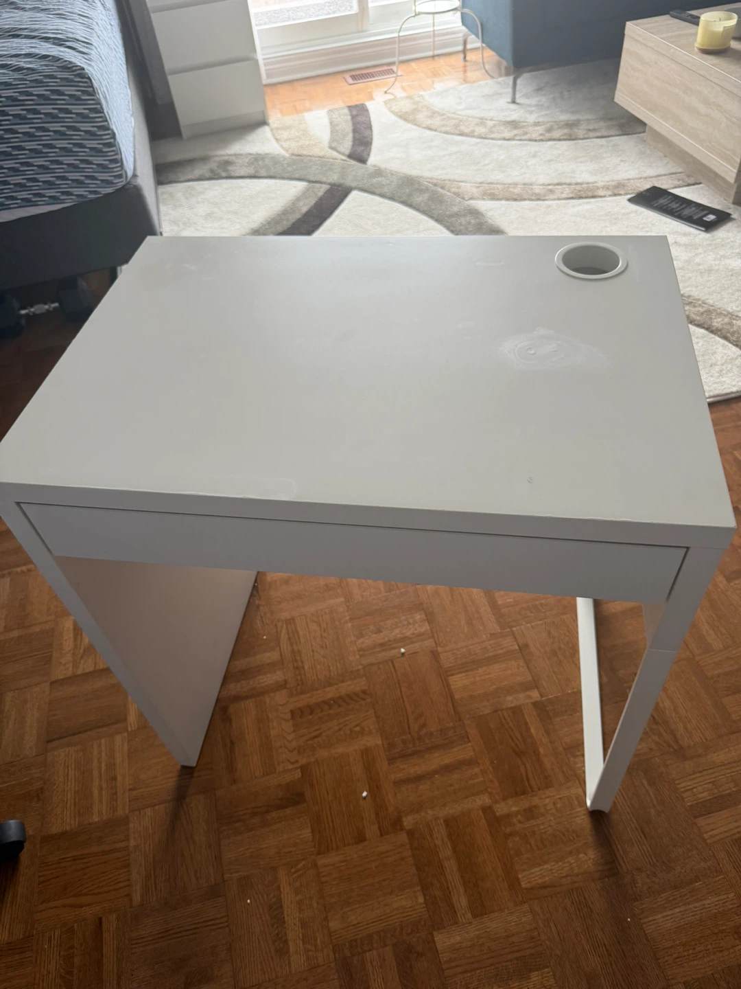 White IKEA MICKE Desk with Drawer