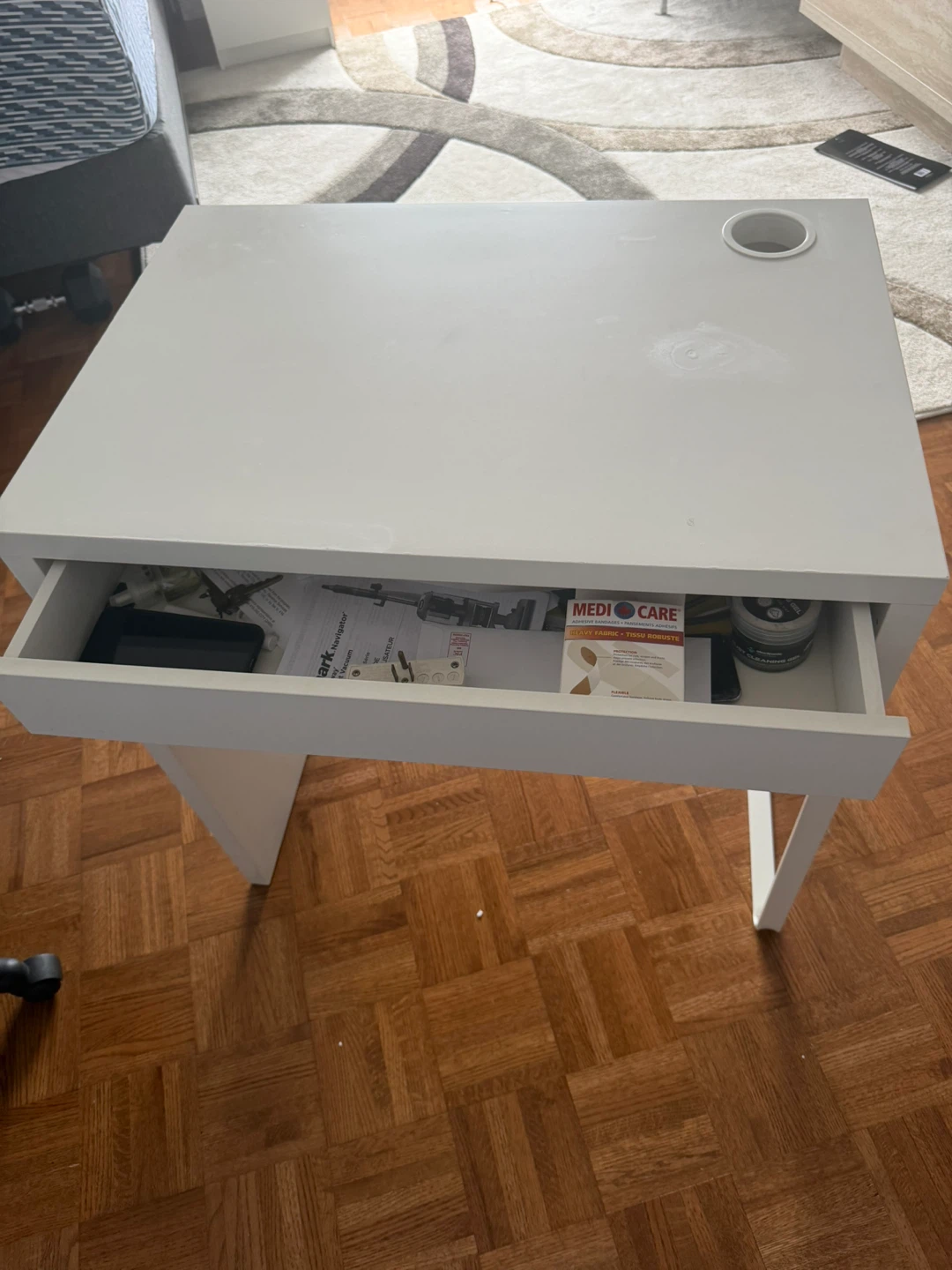 White IKEA MICKE Desk with Drawer - photo 2