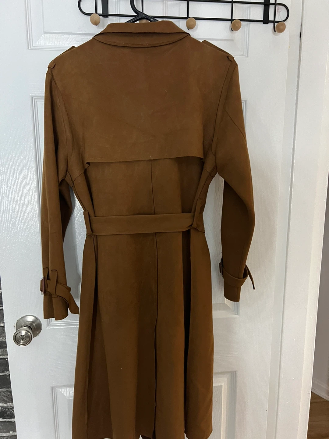 Fixay Brown Suede Trench Coat Size 42 - photo 3