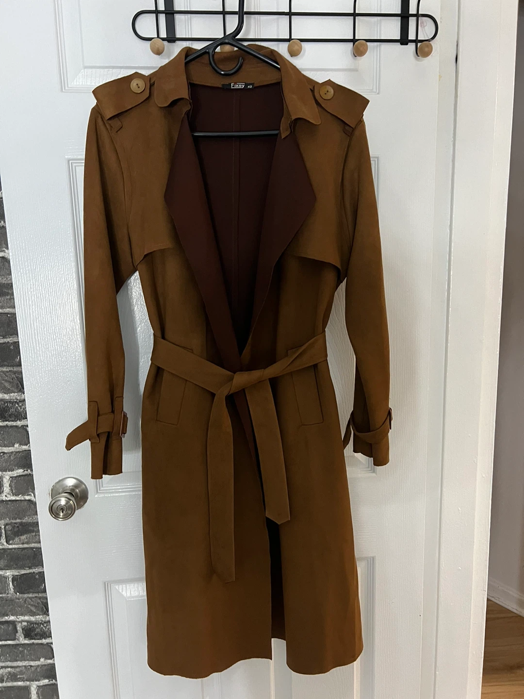 Fixay Brown Suede Trench Coat Size 42
