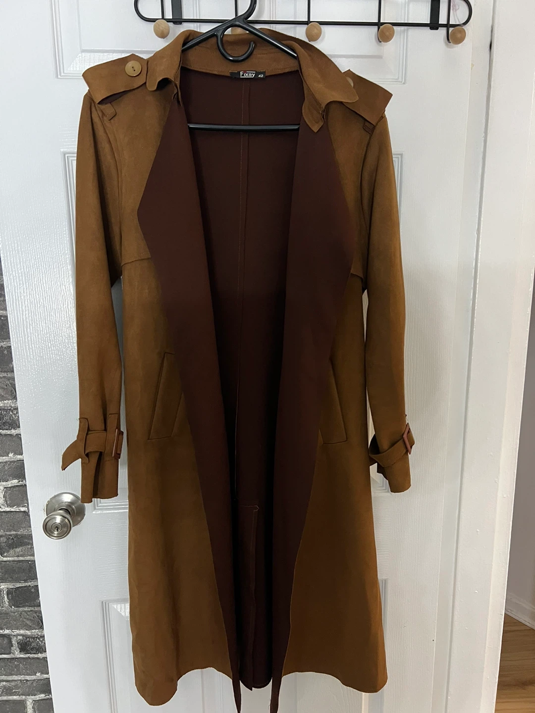 Fixay Brown Suede Trench Coat Size 42 - photo 2
