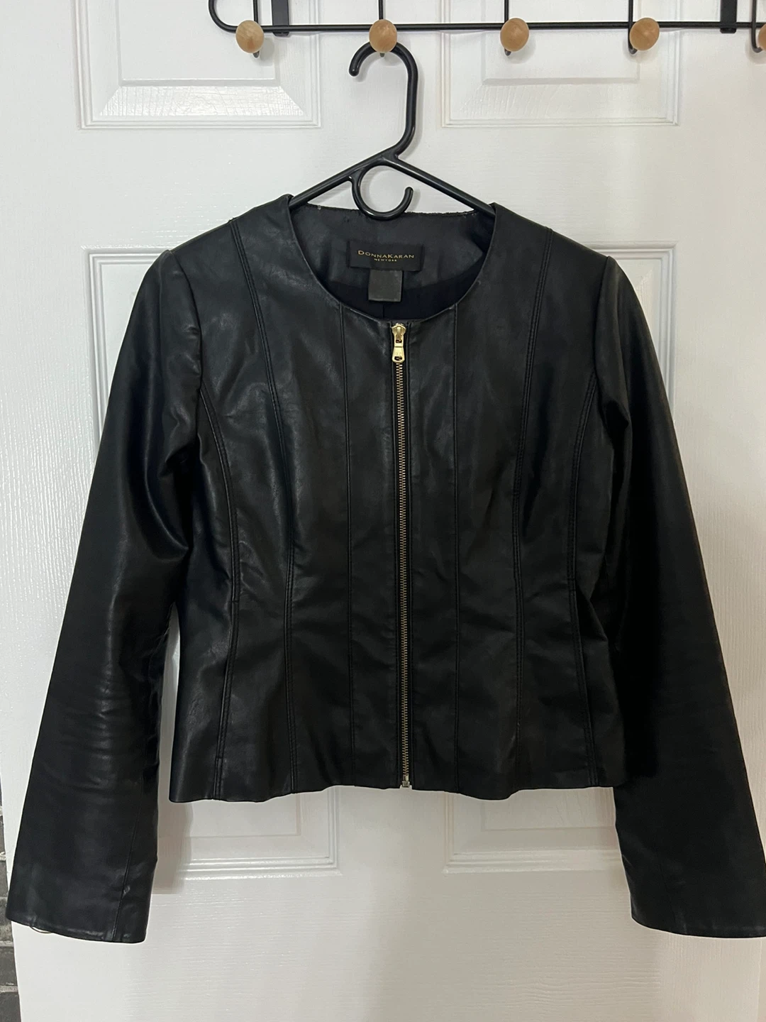Donna Karan New York Black Leather Jacket - Size M