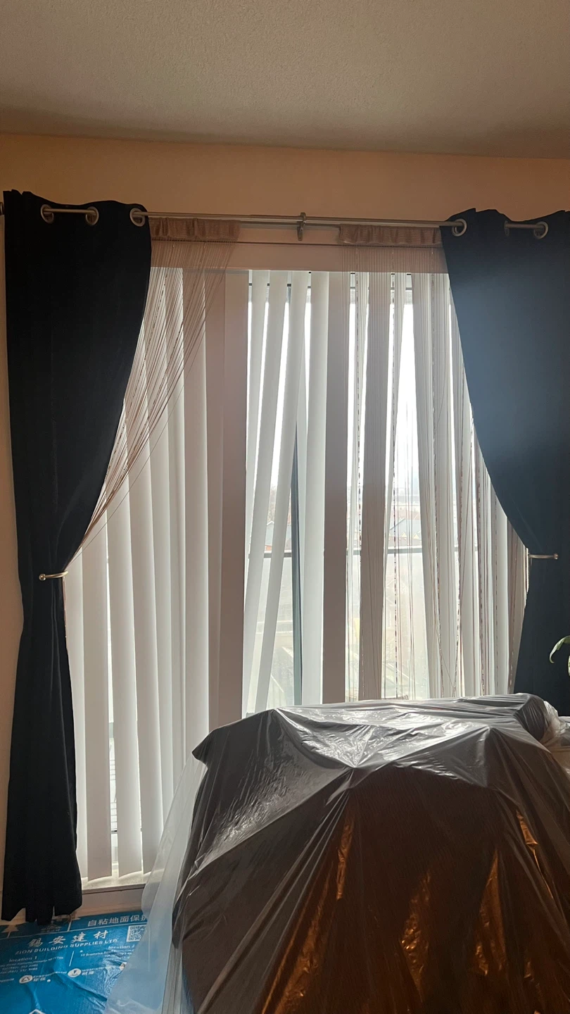 Black Curtains with Decorative String Detail