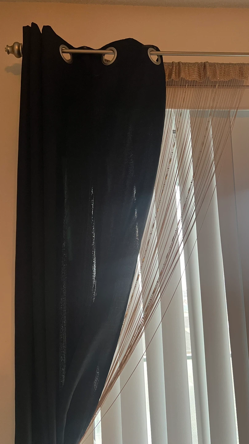 Black Curtains with Decorative String Detail - photo 2