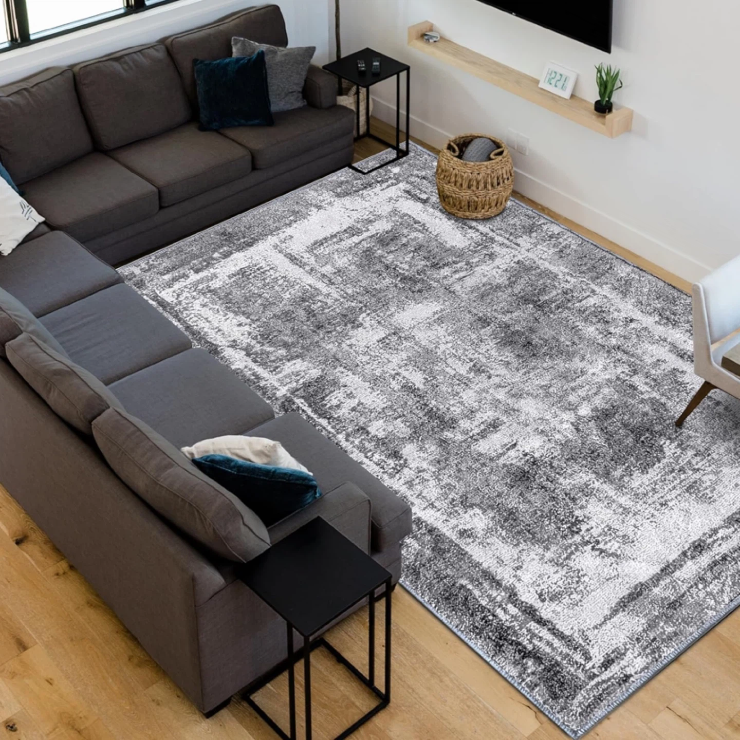 Area Rug - Grey and White Abstract Design - photo 2