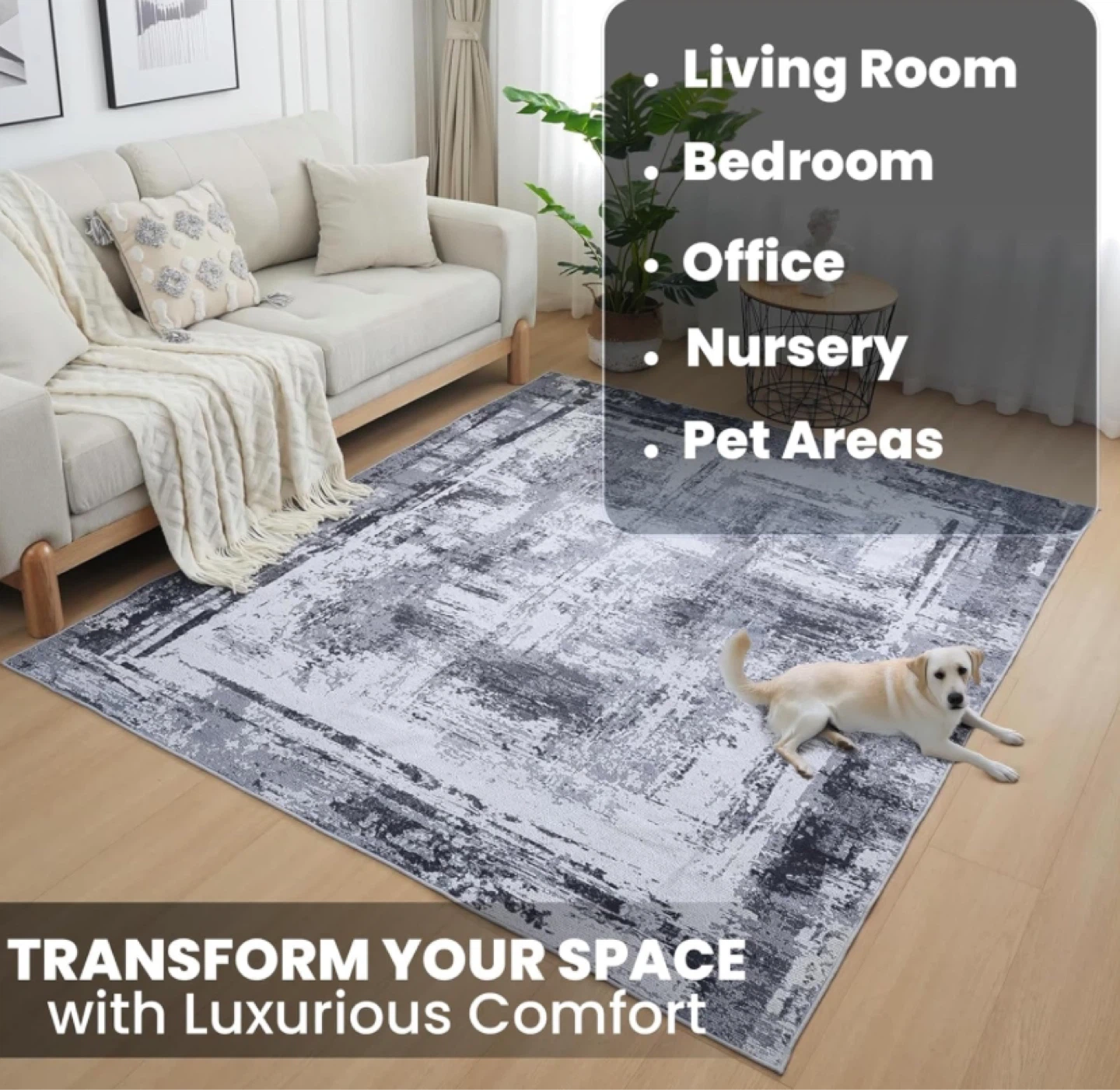 Area Rug - Grey and White Abstract Design - photo 4