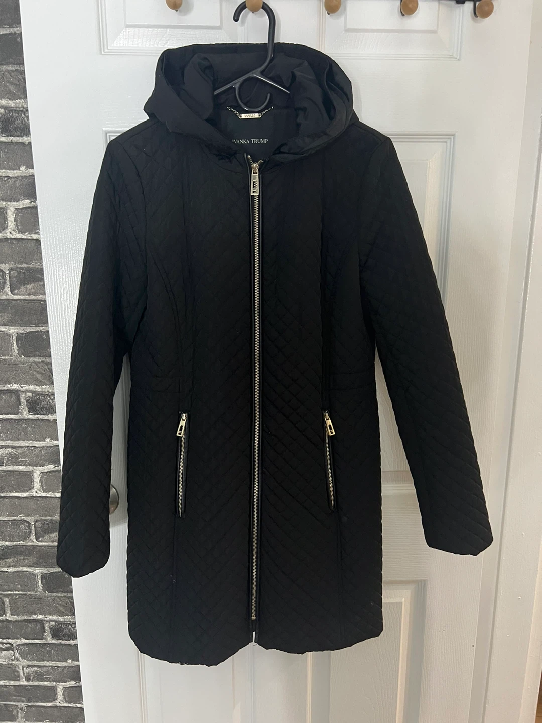 Ivanka Trump Black Quilted Hooded Jacket