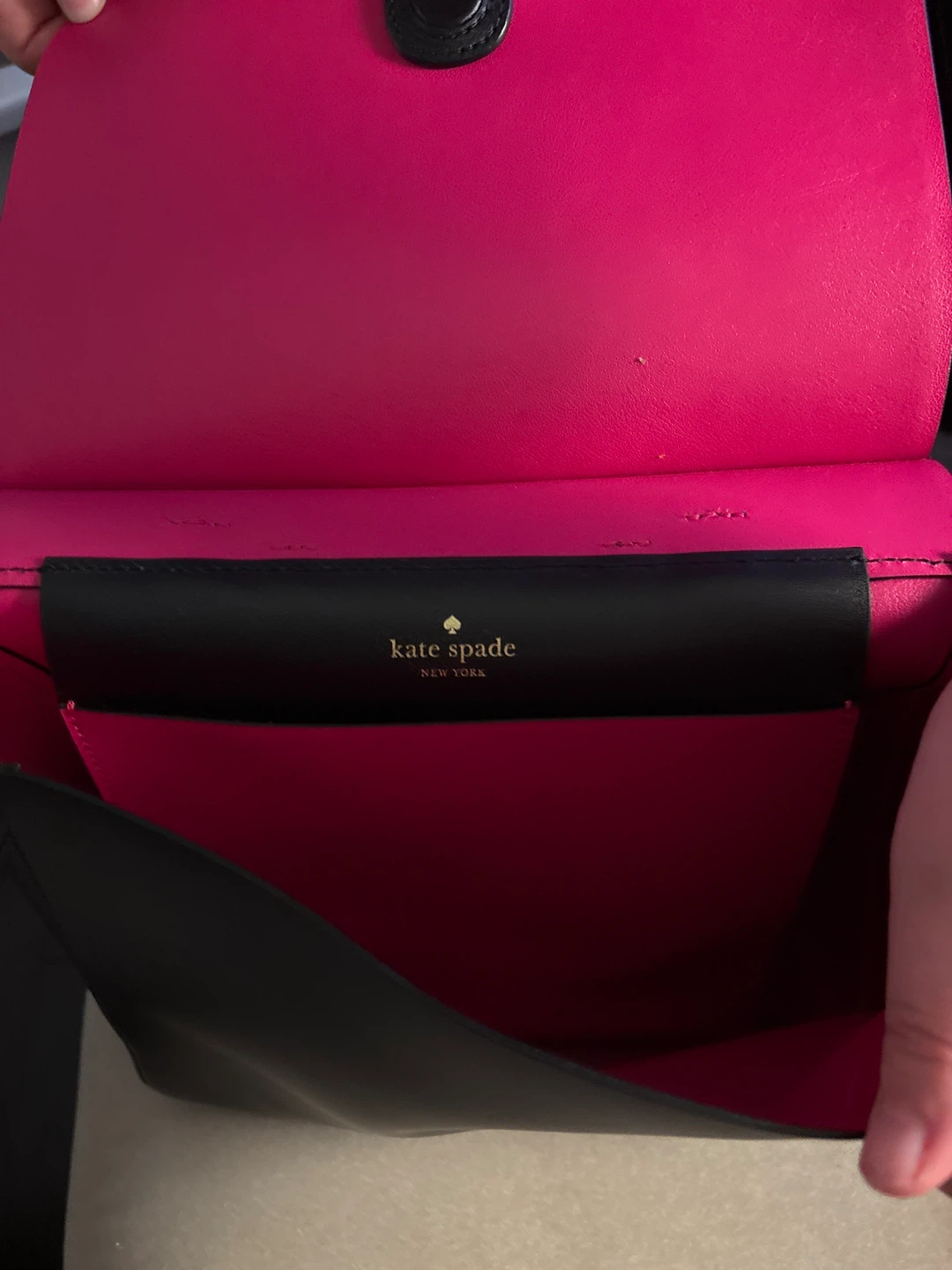 Kate Spade Black Leather Mini Backpack with Pink Interior - photo 4