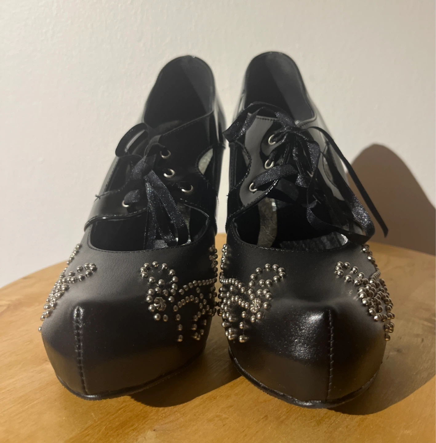 Black Studded Platform High Heels - photo 2