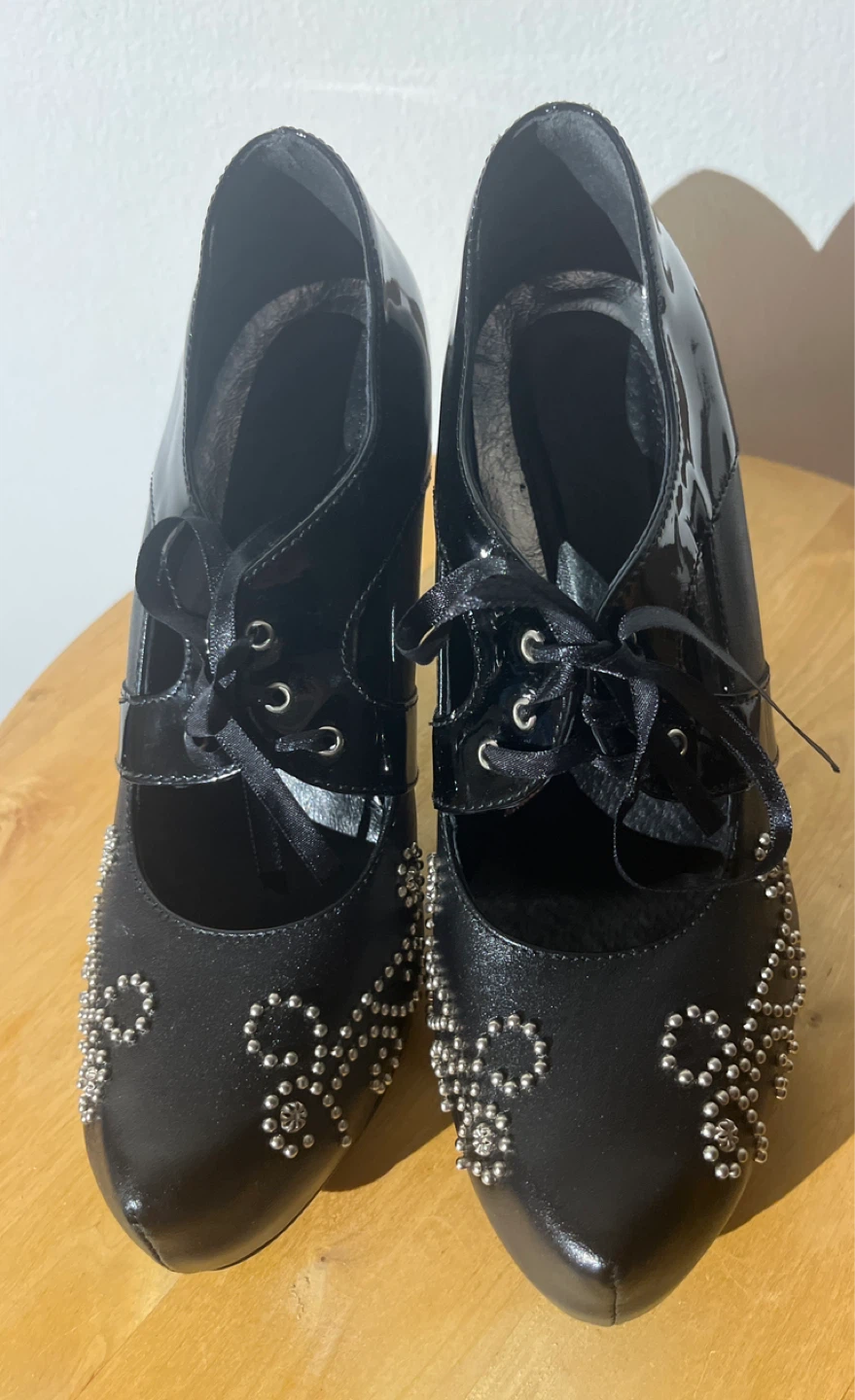 Black Studded Platform High Heels - photo 3