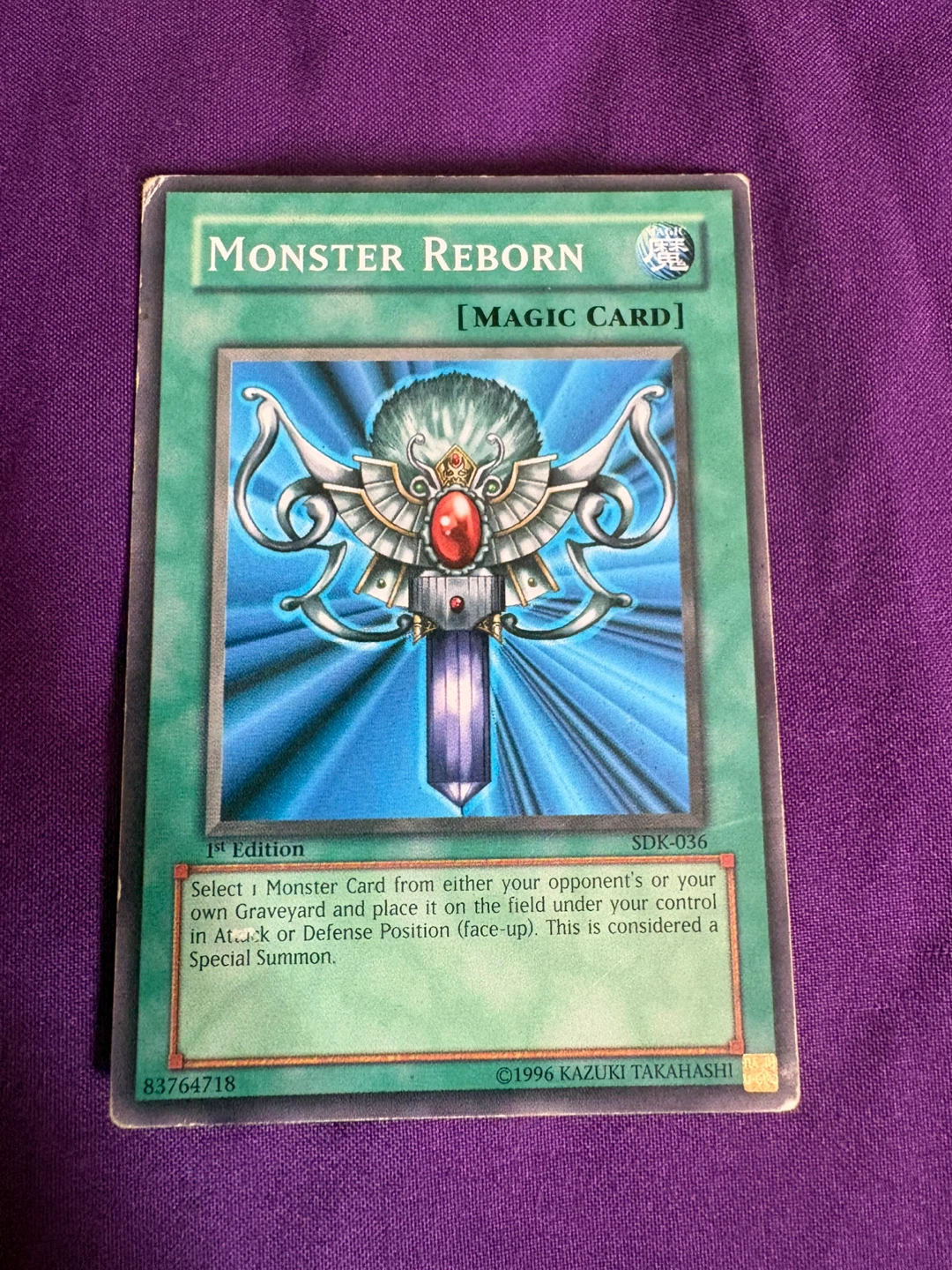 Yu-Gi-Oh! Monster Reborn 1st Edition Magic Card