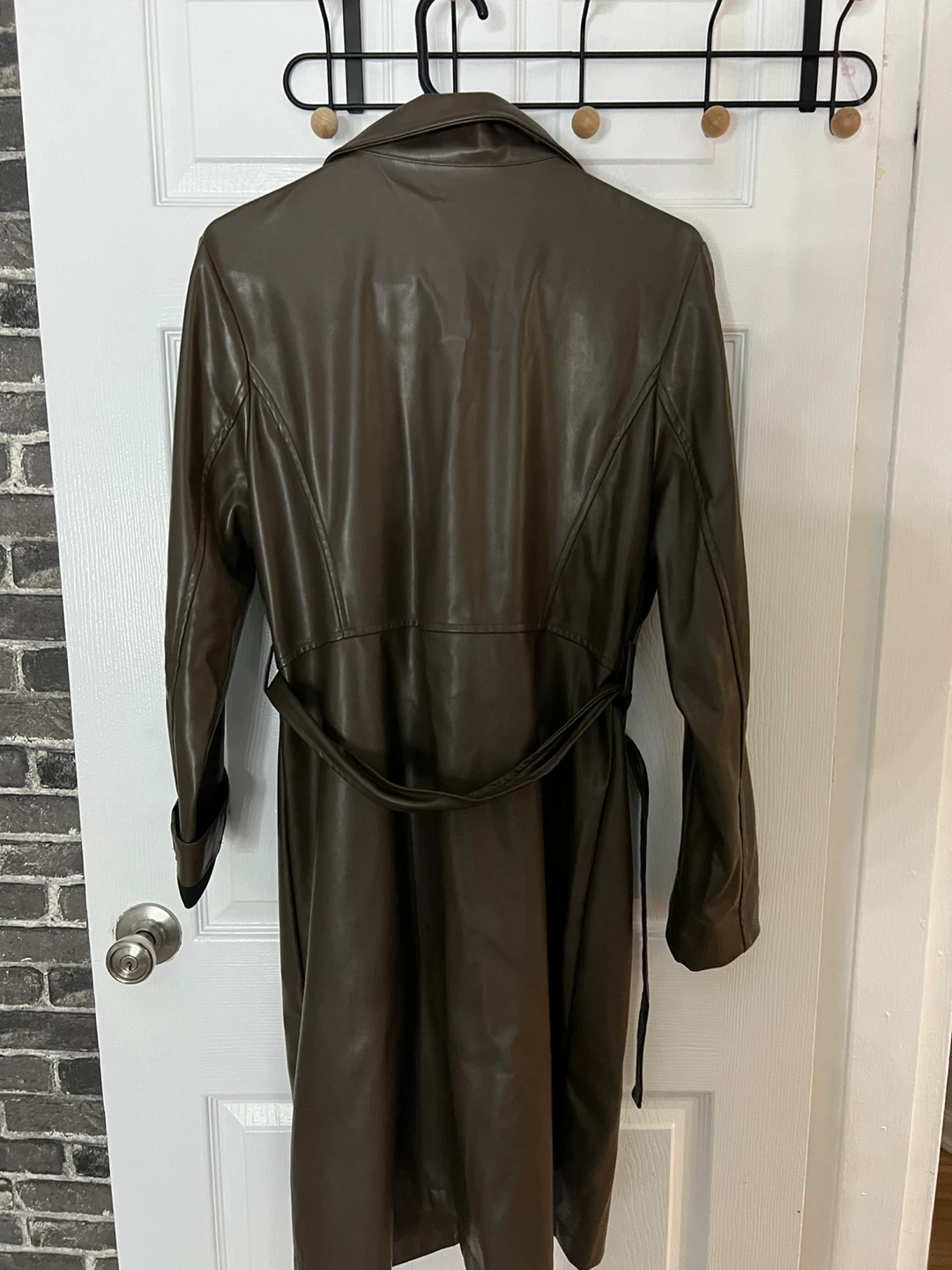 Women's Faux Leather Trench Coat - photo 2