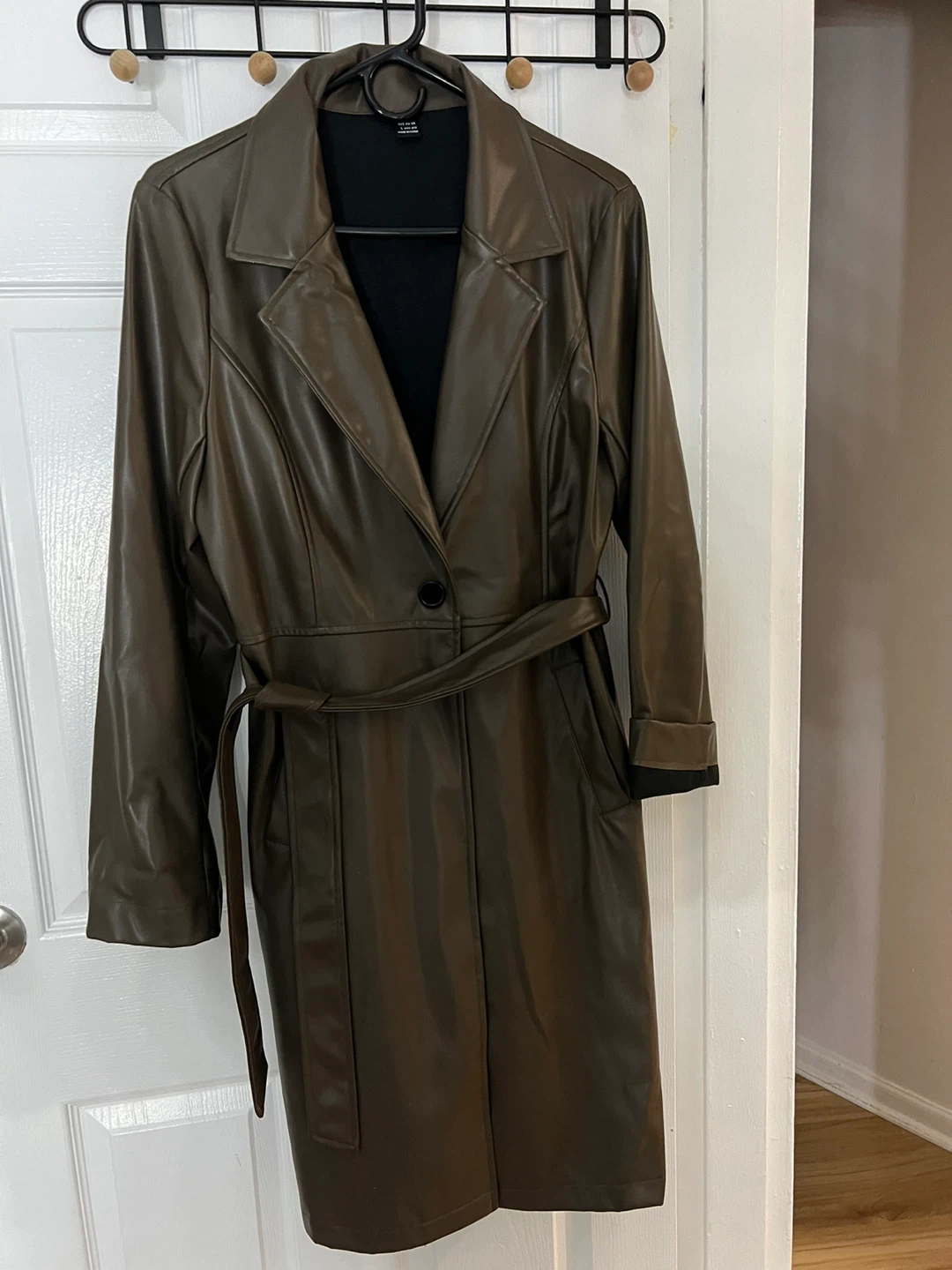 Women's Faux Leather Trench Coat