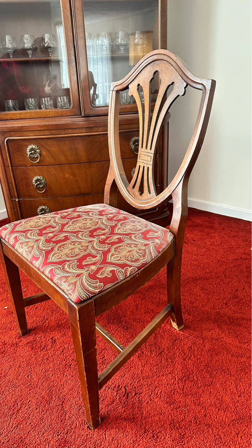 4 VINTAGE Wooden Dining Chair Upholstery
