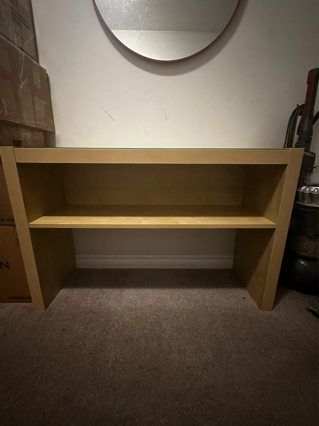 Wood Console Table with Glass Top