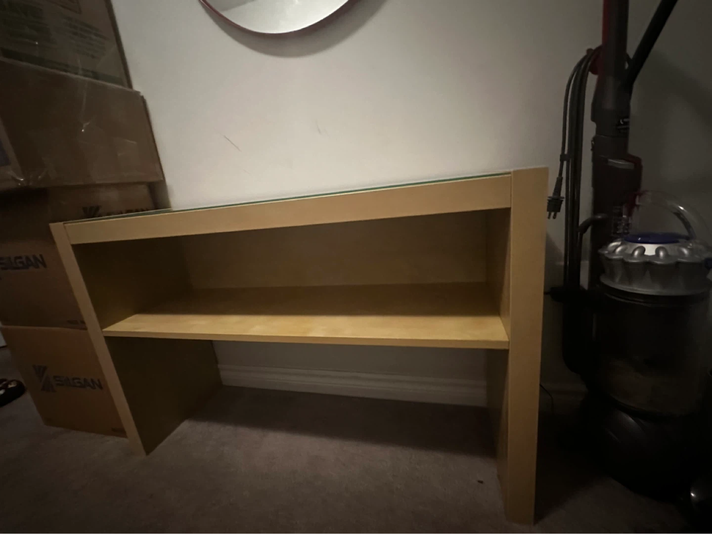 Wood Console Table with Glass Top - photo 2