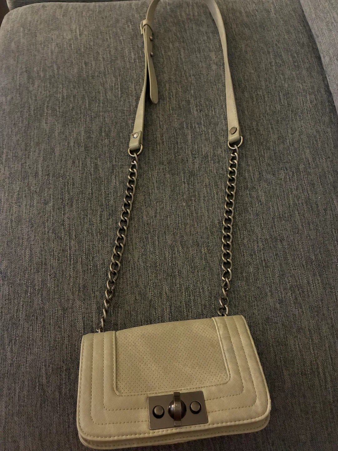 Beige Crossbody Bag with Chain Strap