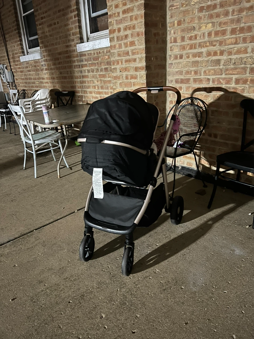 Black Baby Stroller with Wooden Handle - photo 2