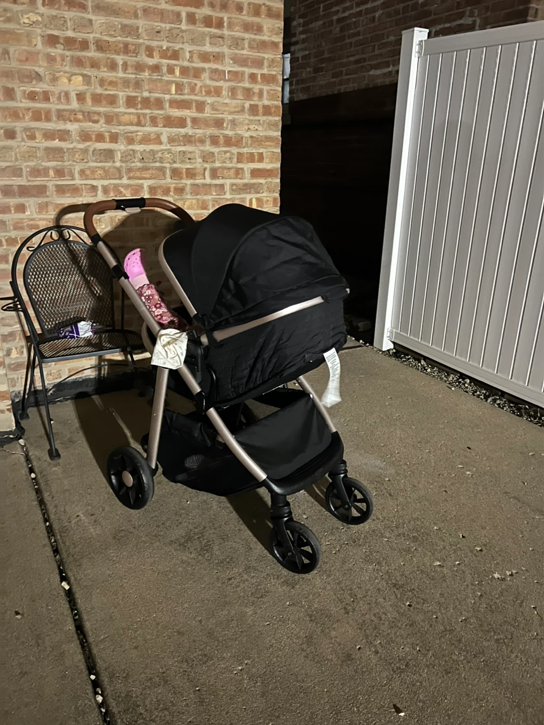 Black Baby Stroller with Wooden Handle - photo 3