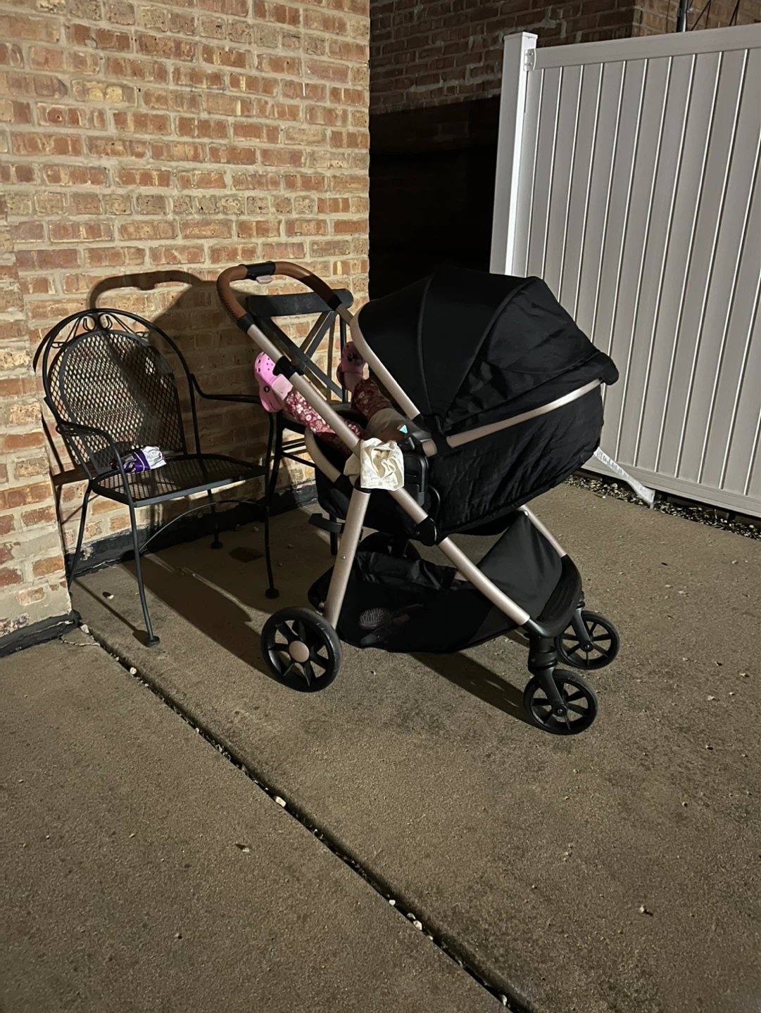 Black Baby Stroller with Wooden Handle - photo 4