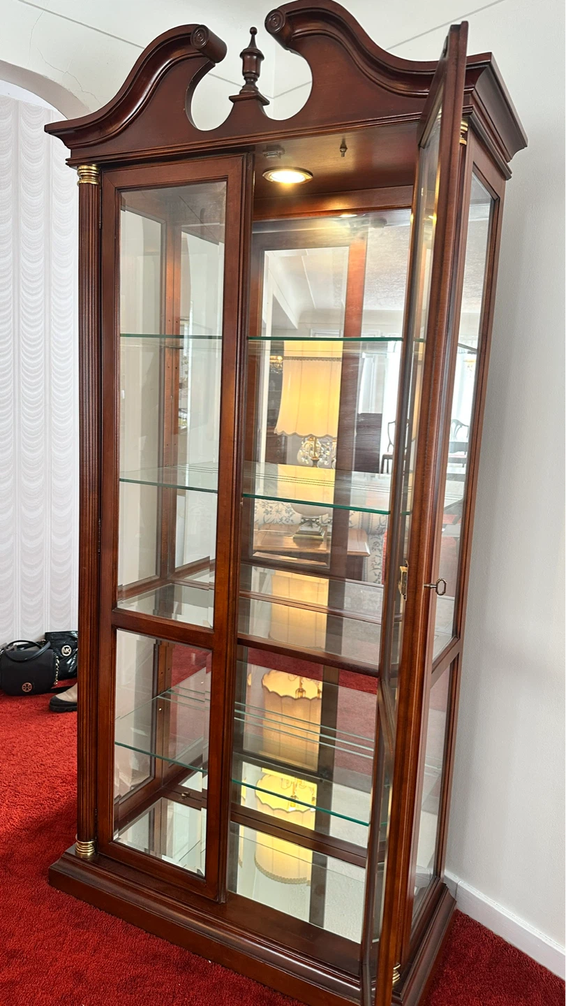 Vintage solid mahogany Display Cabinet with Glass Doors - photo 2