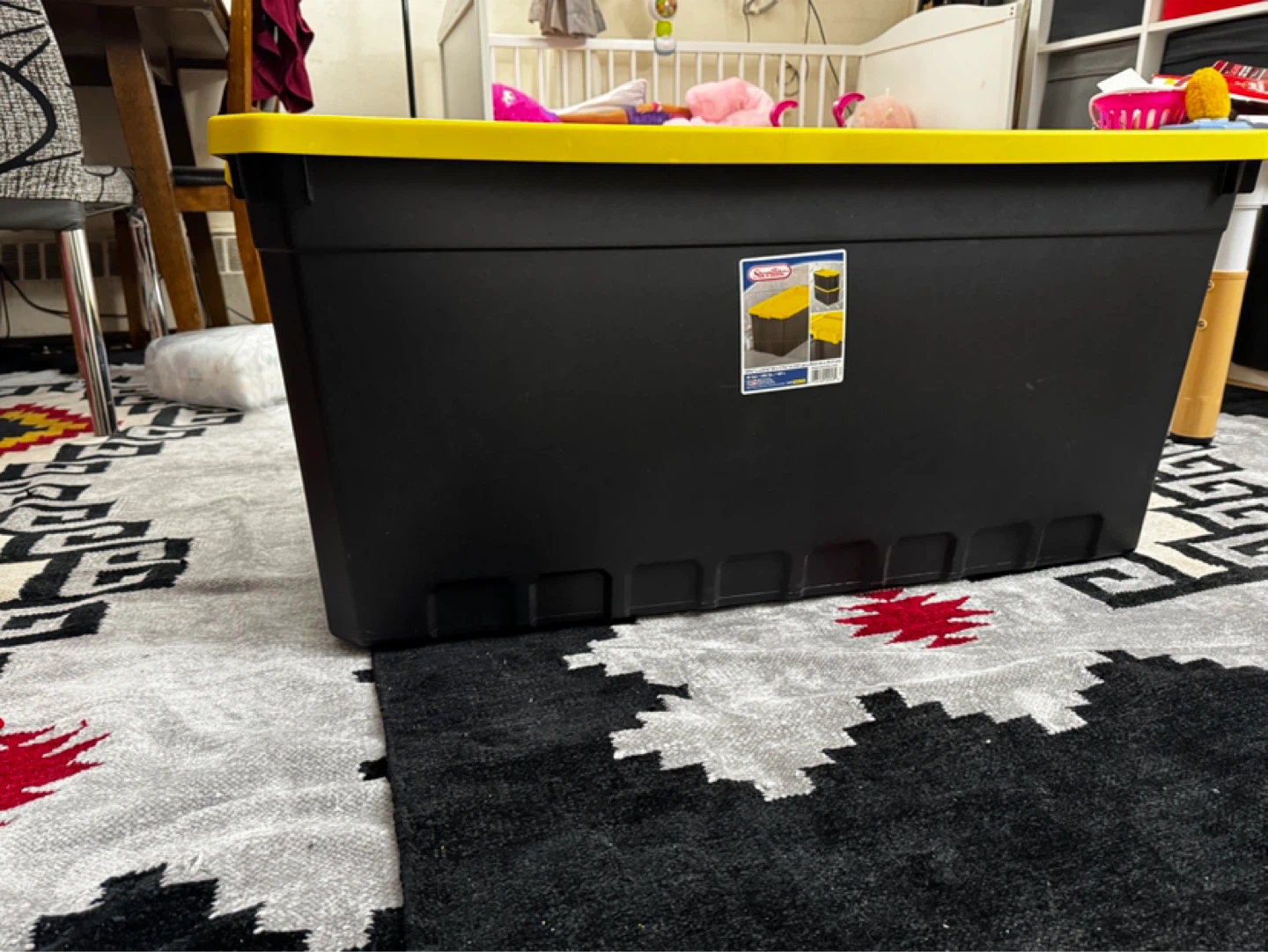 Sterilite 50 Gal. Storage Bin - Black with Yellow Lid