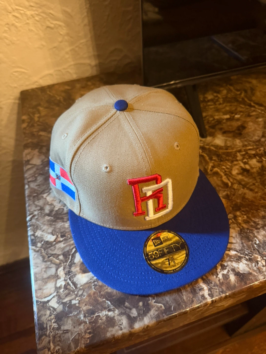 New Era 59FIFTY Fitted Hat Tan Blue Dominican Republic