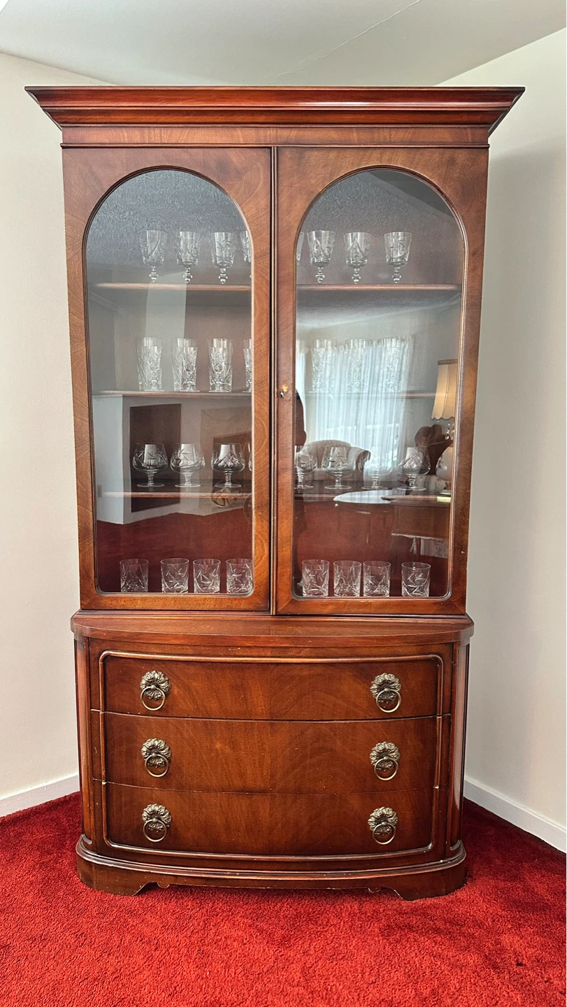 DREXEL Vintage Glassware China Cabinet with Drawers