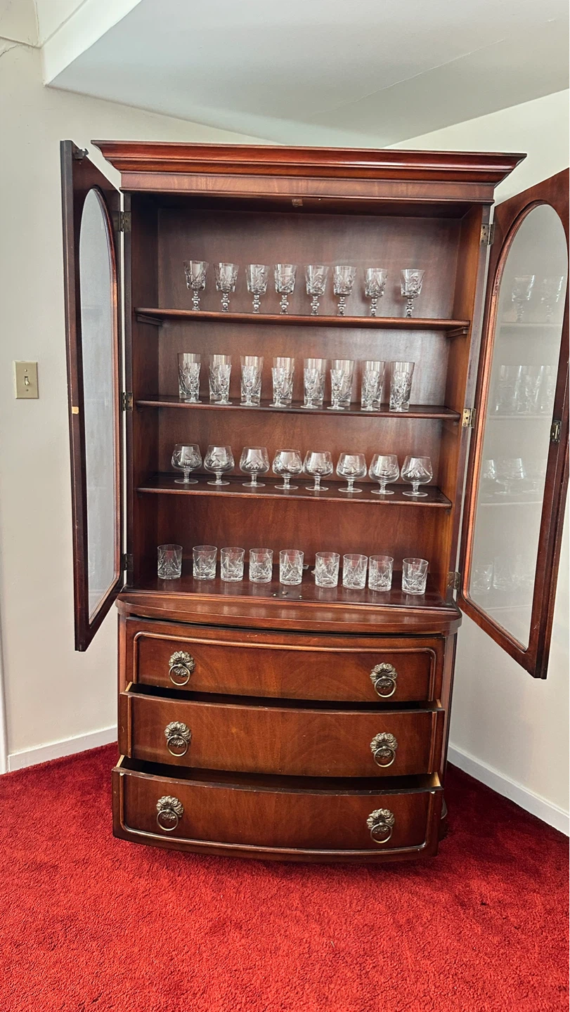 DREXEL Vintage Glassware China Cabinet with Drawers - photo 3