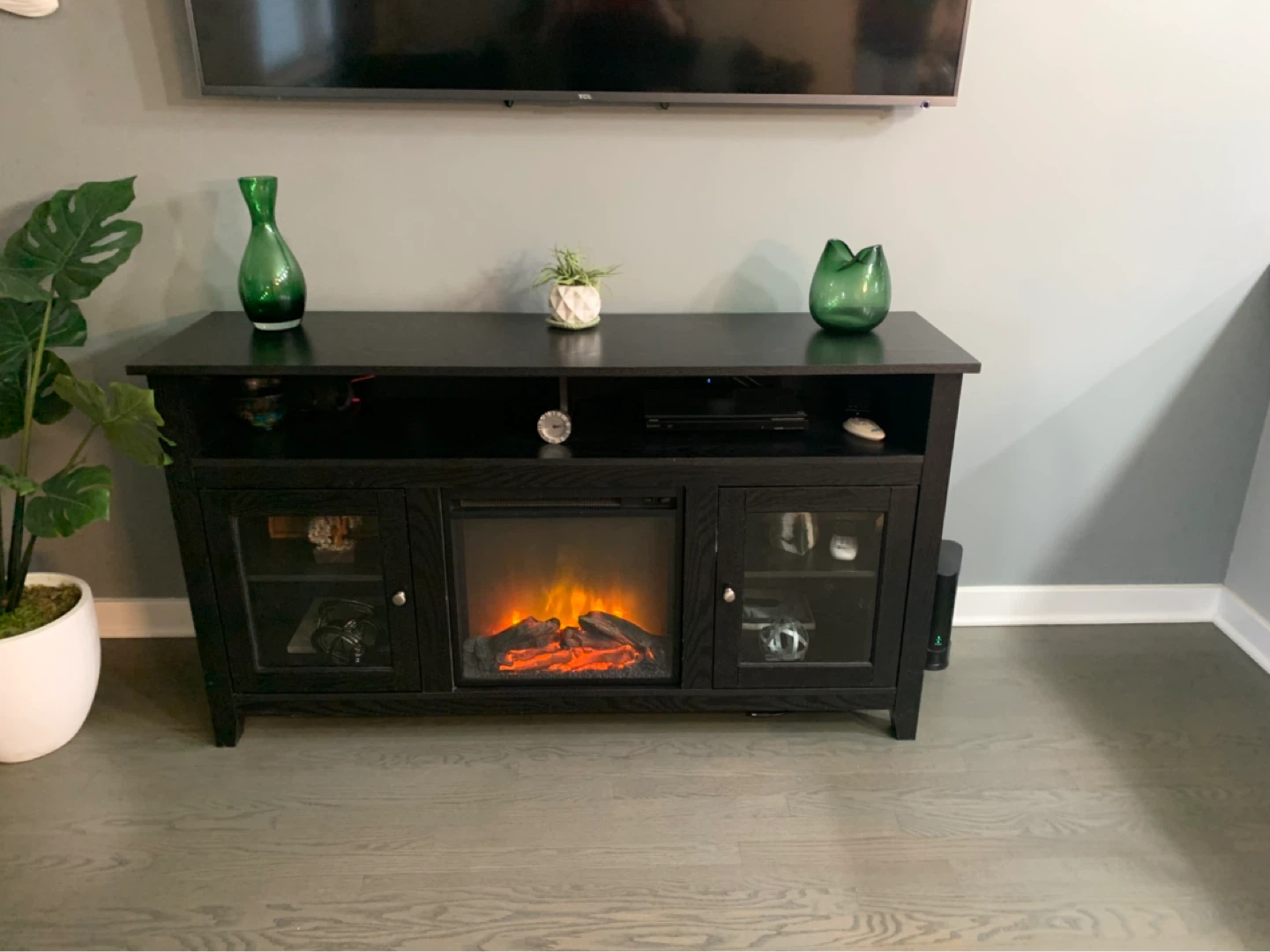 Black Electric Fireplace TV Stand