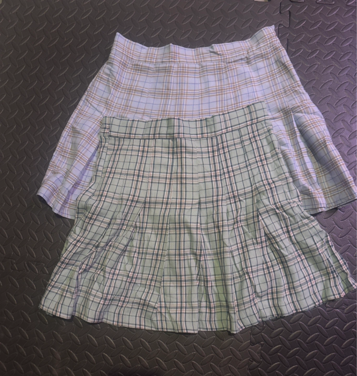 2 Plaid Mini Skirt- light blue and light green