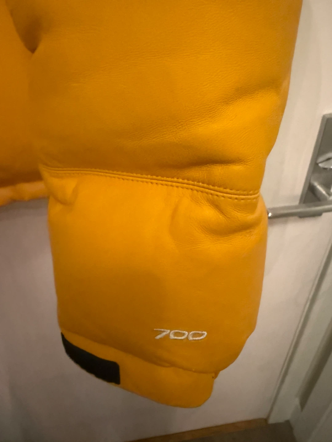 Supreme The North Face Leather Nuptse Jacket XL Yellow - photo 5