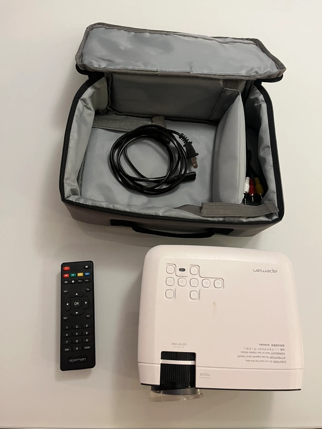 Apeman Mini Projector with Carrying Case and Remote