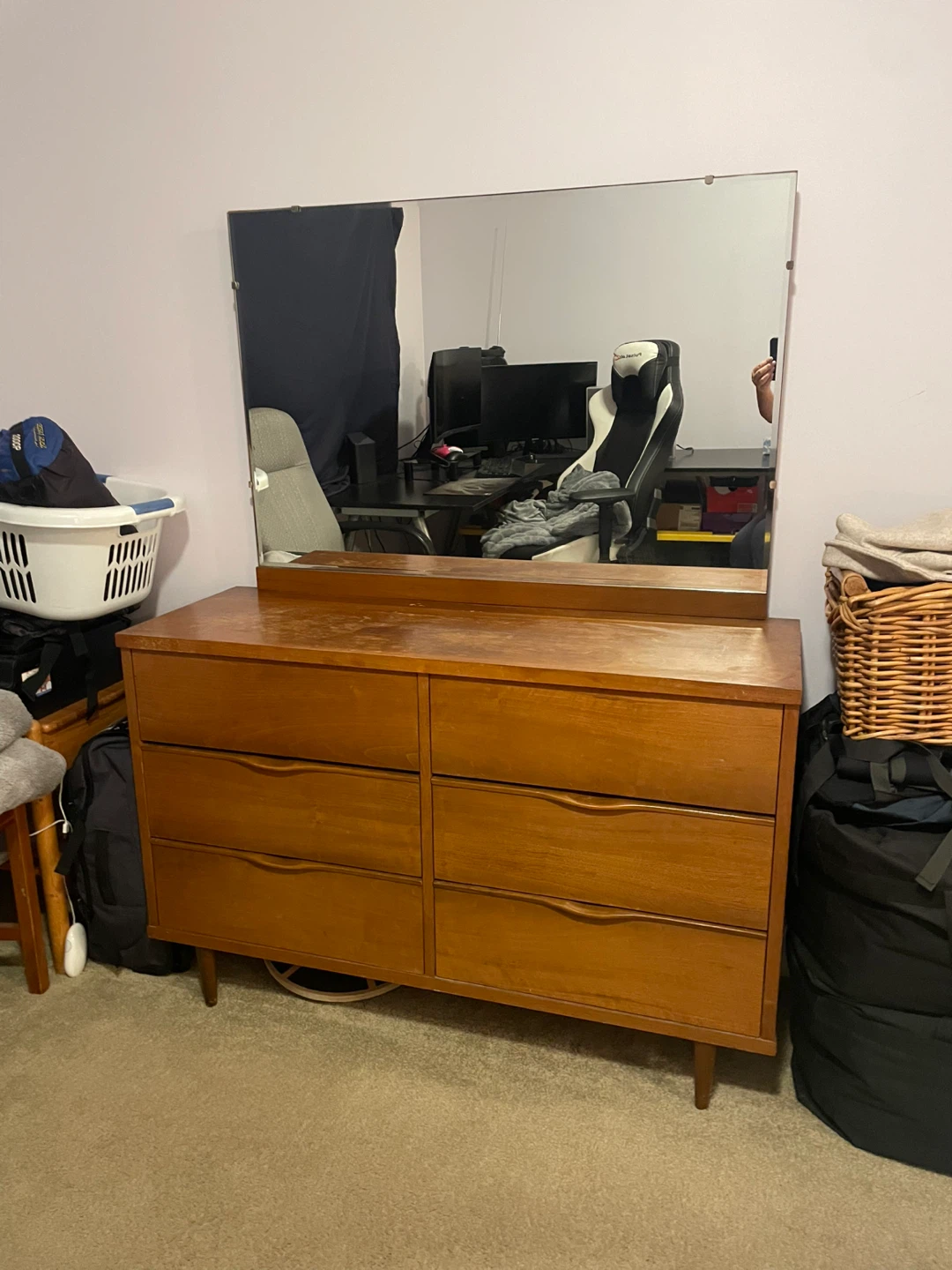 Wooden Dresser with Mirror - photo 2