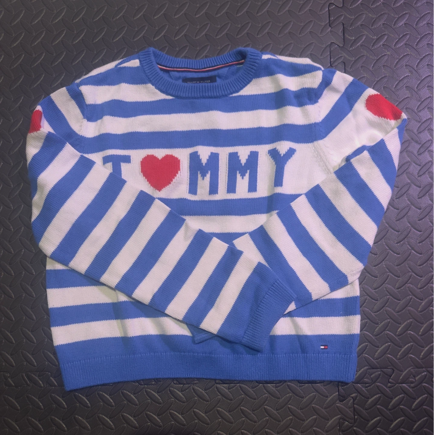 Tommy Hilfiger Striped Sweater with "I Love Tommy" Graphic