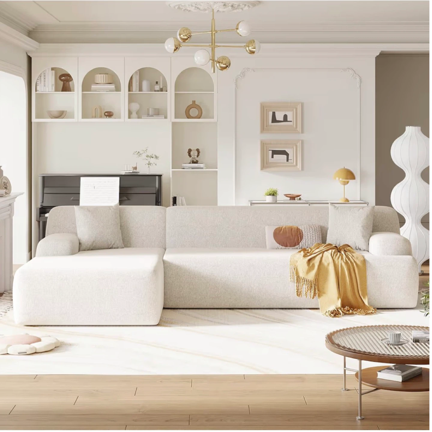 Modern Sectional Sofa Couch - Cream White - photo 2