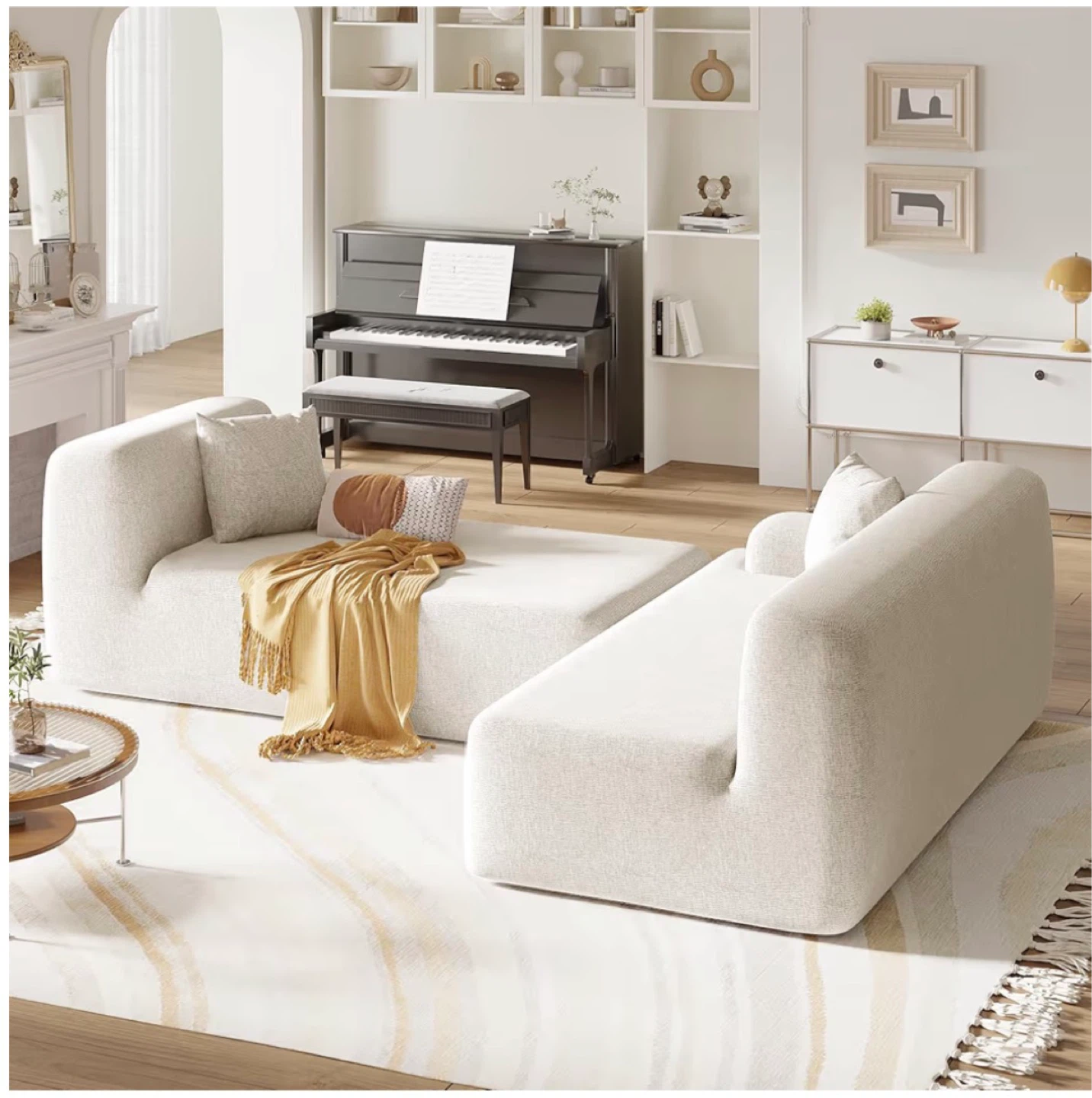 Modern Sectional Sofa Couch - Cream White - photo 4