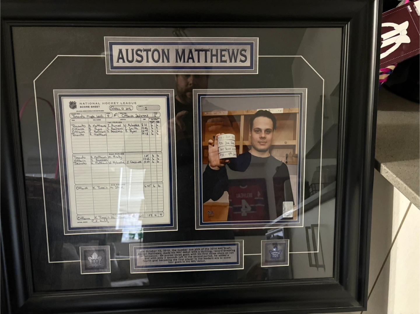 Auston Matthews Framed NHL Score Sheet & Photo