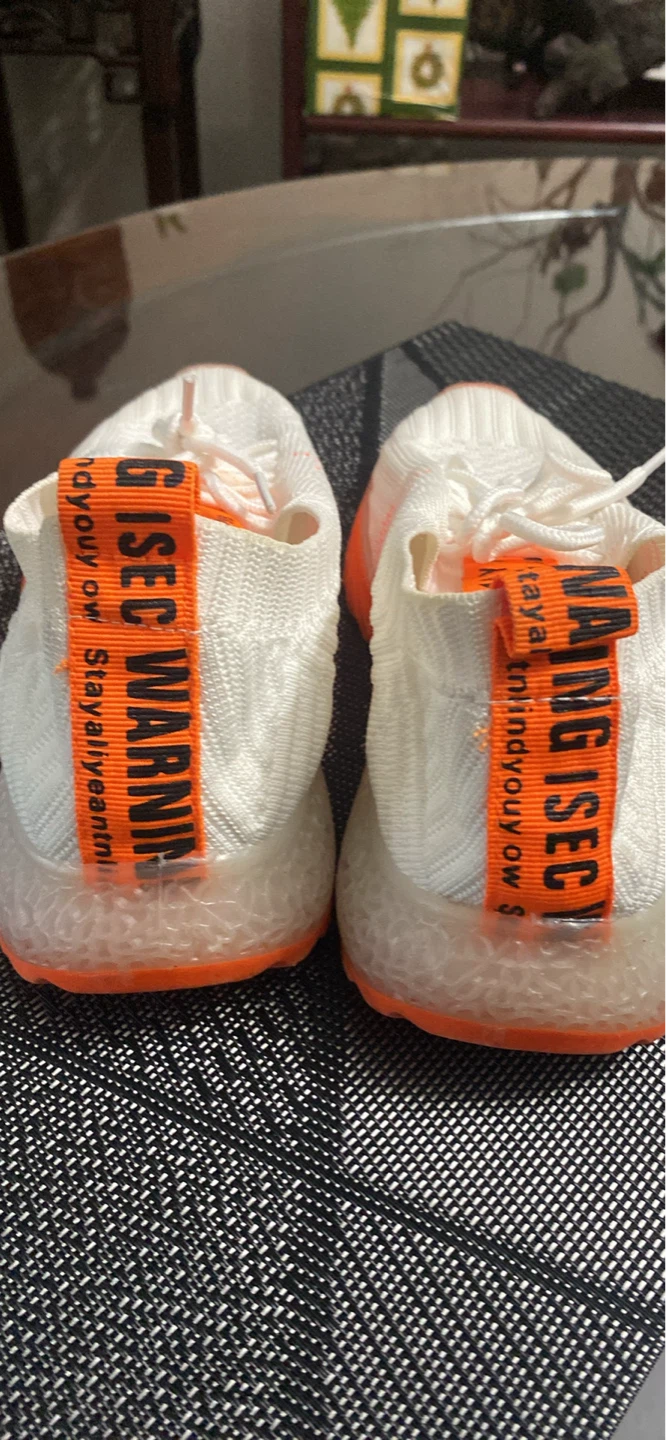 WANWOC White and Orange Sneakers