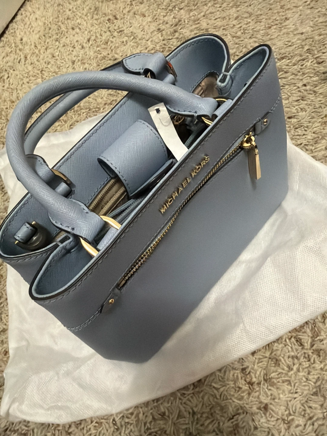 Michael Kors Light Blue Leather Satchel Handbag
