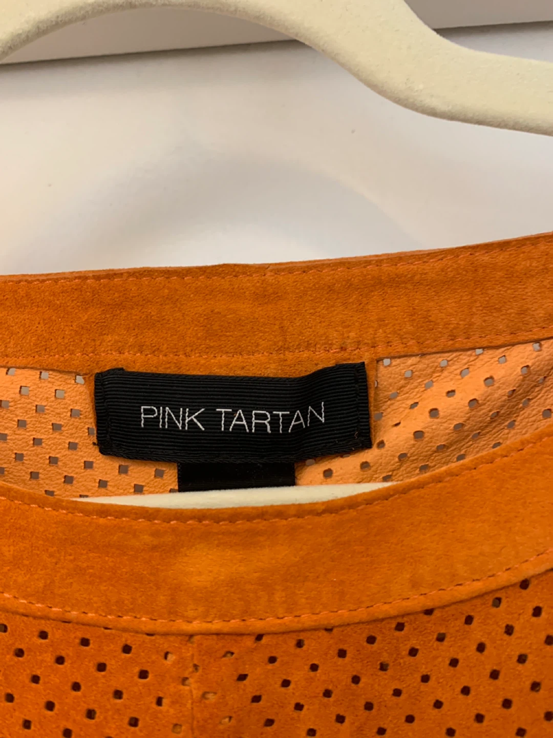 Pink Tartan Orange Perforated leather top - photo 2