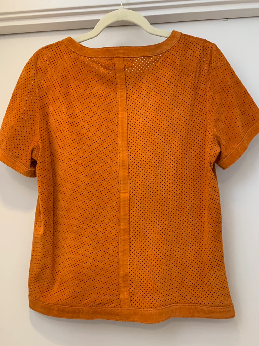 Pink Tartan Orange Perforated leather top - photo 3