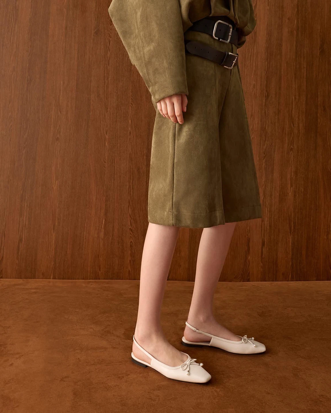 Charles & Keith Cream Slingback Ballet Flats with Bow Detail - photo 3
