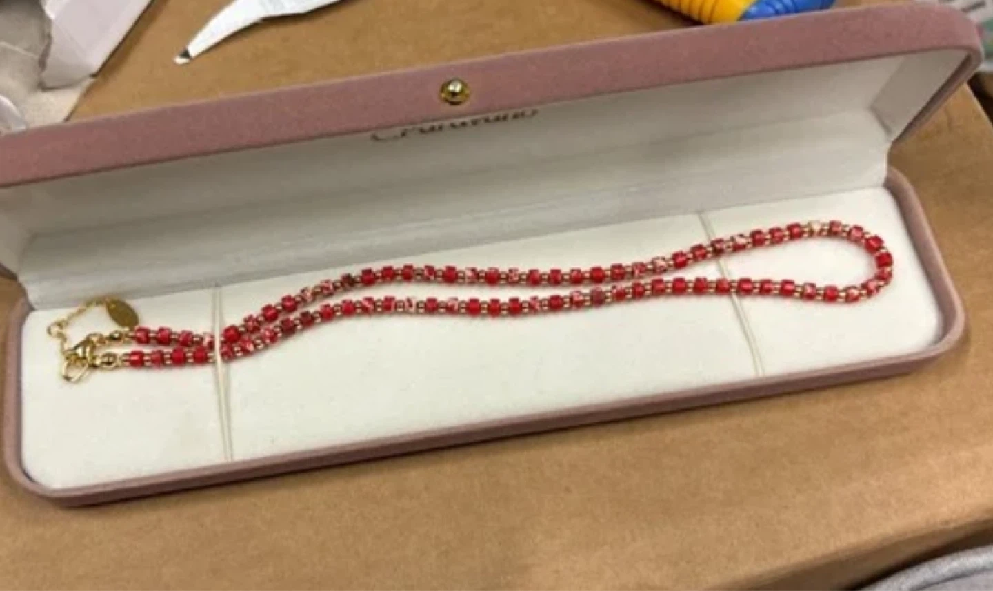 C.Paravano Stone Beaded Necklace - Red Gold Toned - photo 5