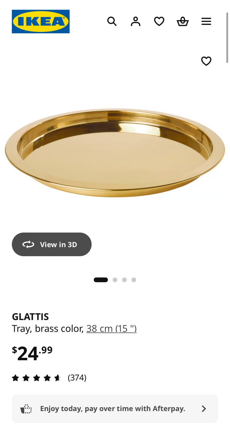 IKEA GLATTIS Tray - Brass Color, 38 cm (15")