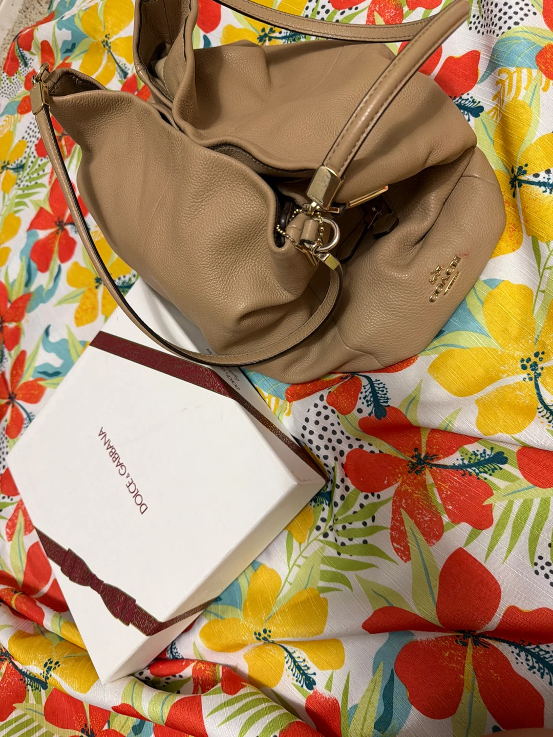 Coach Leather Shoulder Bag - Tan
