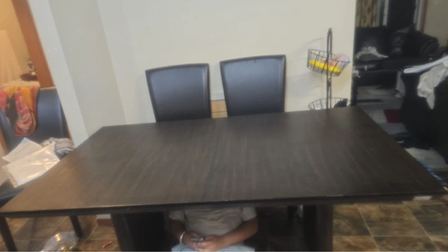Dark Wood Dining Table with 6 Chairs - photo 3