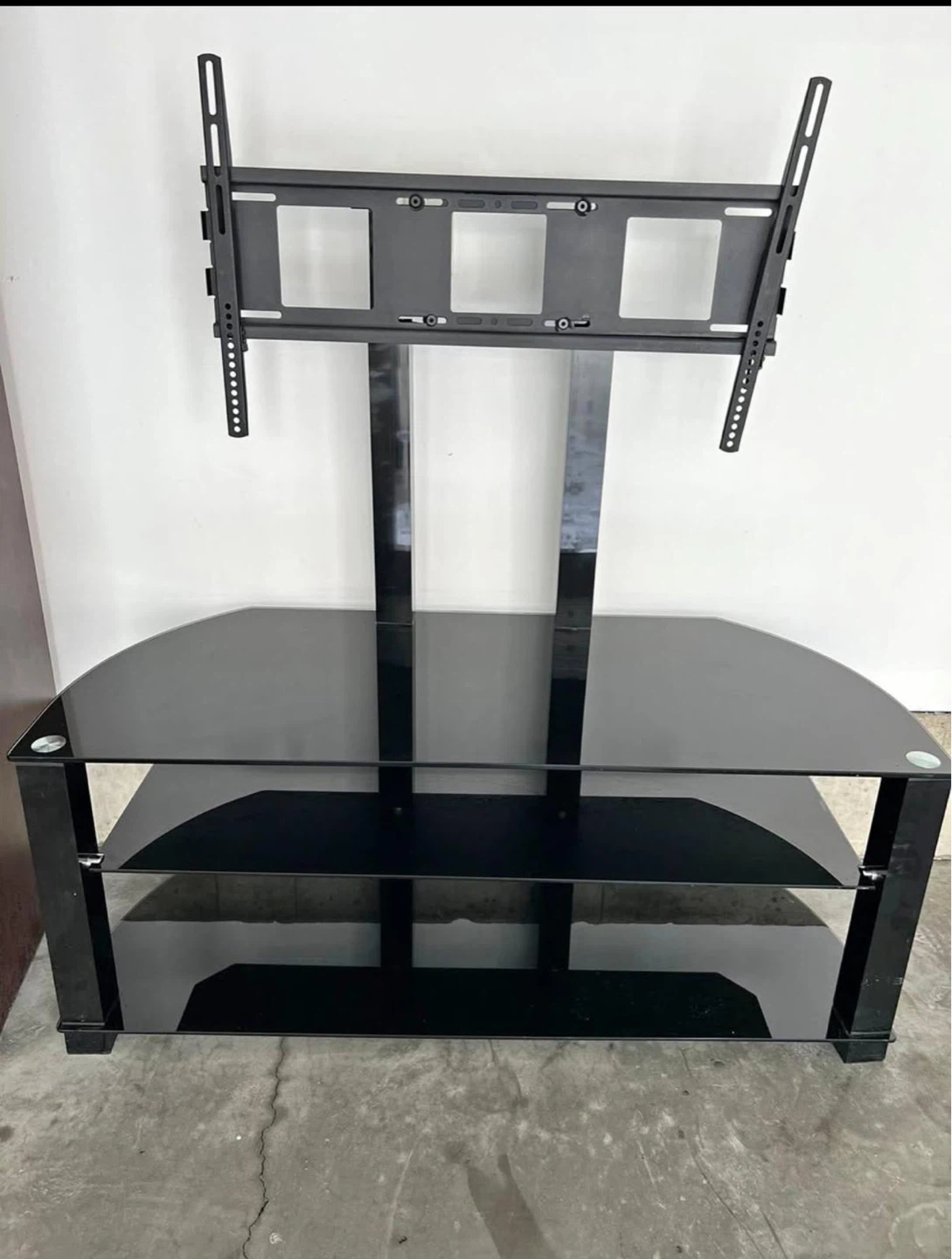 Black Glass TV Stand with Mount
